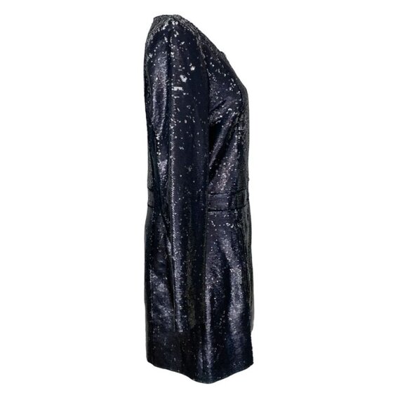 FAITH CONNEXION BLACK SILVER GLITTER ALL OVER SEQUINS COAT DRESS - M - Picture 2 of 12